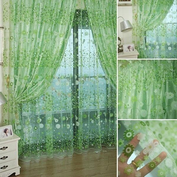 2 Stück/Paar Schickes Zimmer Blumenmuster Voile Fenstervorhang Transparenter Voile Panel Vorhänge Vorhang