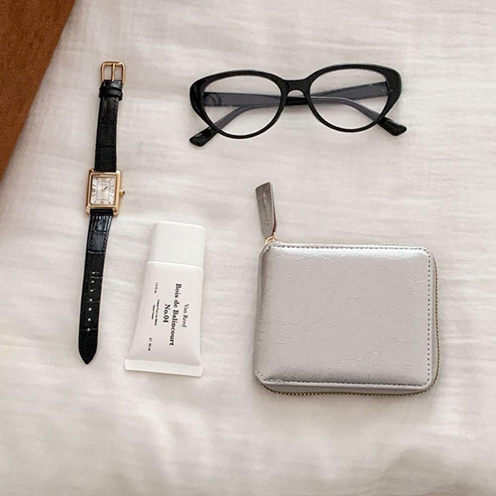 Solid Color PU Zipper Wallet Korean Style Card Holder Portable Solid Color Coin Purse  Outdoor