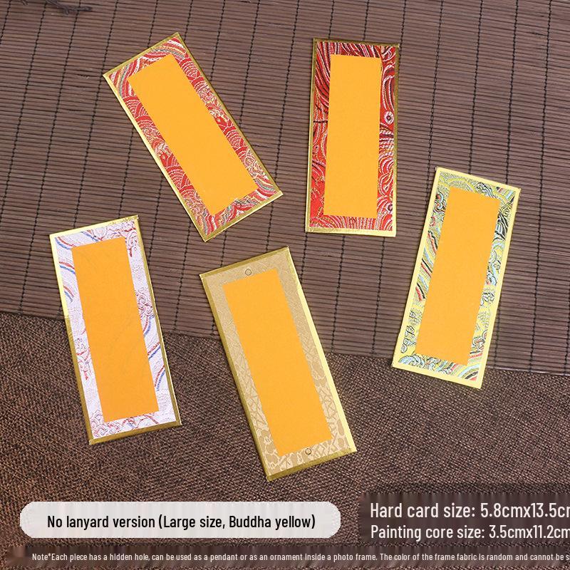Song Dynasty Brocade Calligraphy Cardboard Pendant & Ripe Xuan Paper Bookmark - Chinese Fortune Car Ornament DIY Gift