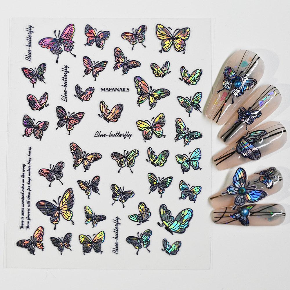 

Лазерный маникюр Декор слайдеры рельеф гравировка 5D тиснение наклейки для ногтей наклейки для дизайна ногтей наклейка бабочка ноготь DIY наклейка