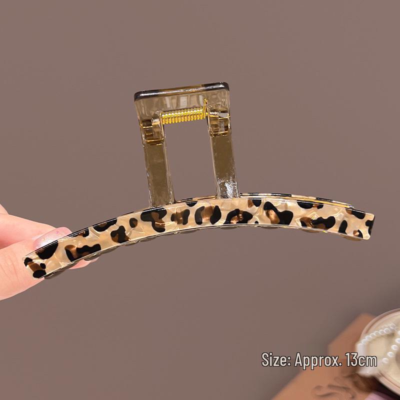 Korean Retro Leopard Print Claw Clip for Women - Secure Updo Hair Accessory