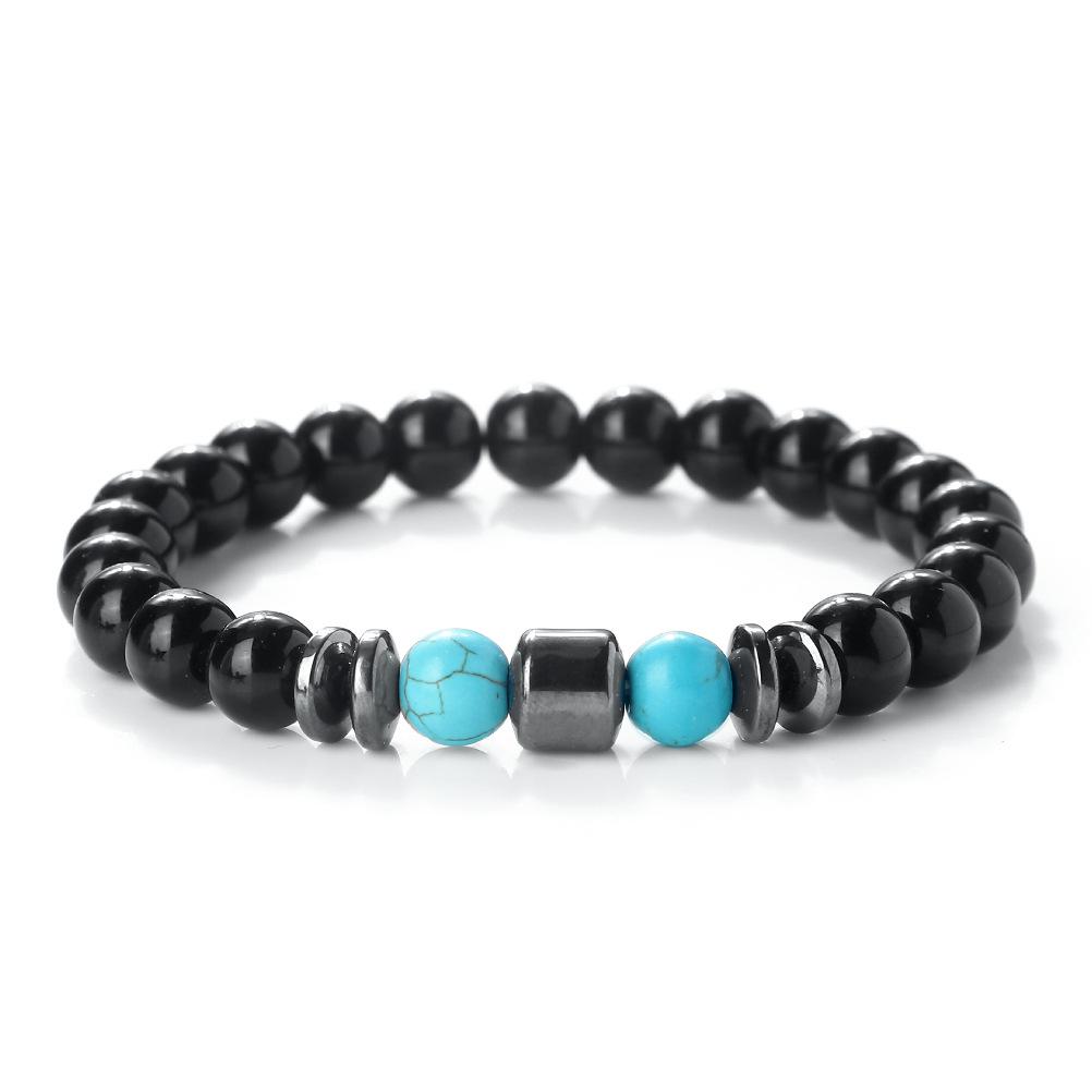 Men s Trendy Black Agate Frosted Beaded Bracelet - Yoga & Sport Jewelry 6mm Beads