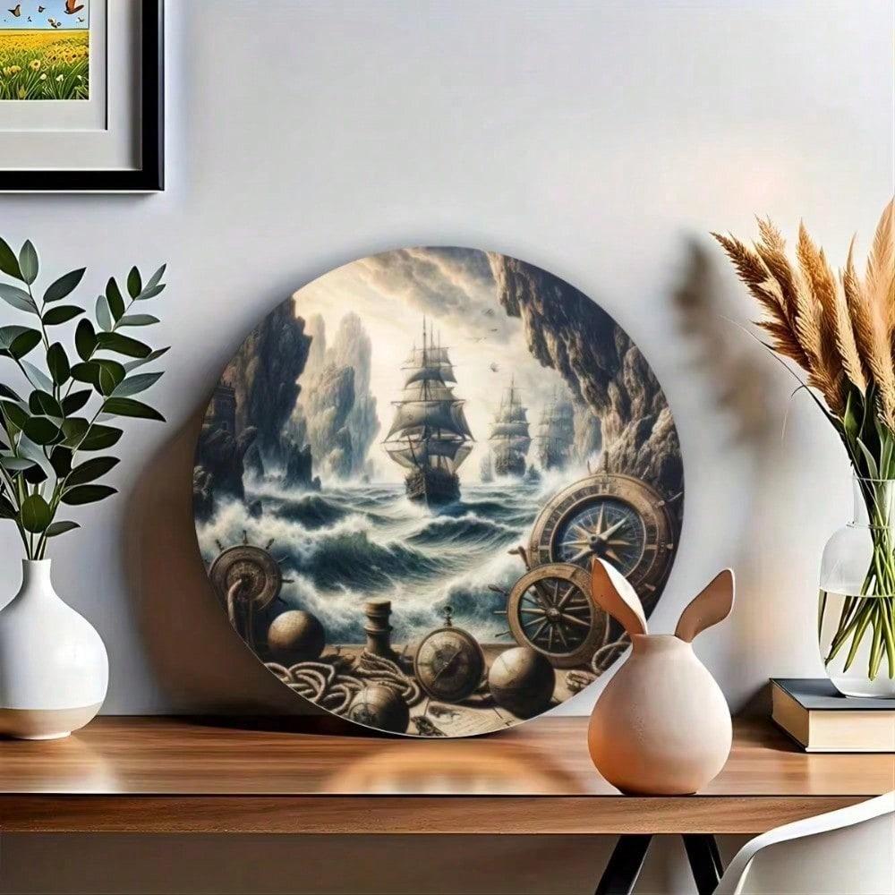 Vintage Nautical Metal Wall Art HD Print Waterproof Durable Iron Rustic Home Decor