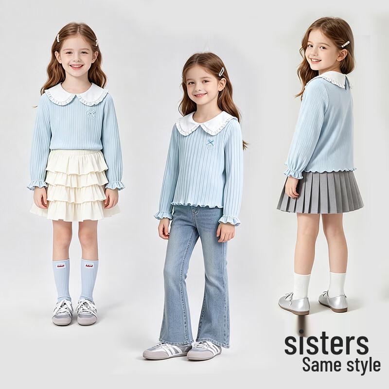 Disney Girls' Embroidered Doll Collar Long-Sleeve T-Shirt