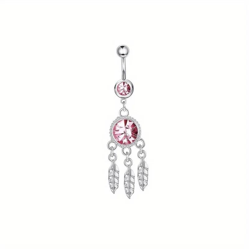 

Bobisty 1Pc Stainless Steel Surgical Dangle Belly Button Rings for Women Curved Navel Barbell Body Piercing Fashion Jewelry silver color&Heart&Navel & Bell Button Rings&Body