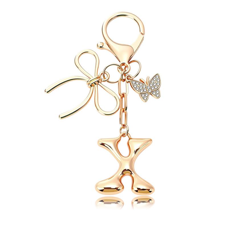 

Fashion Butterfly A-Z Letter Key Chain Ladies Girl Shiny Cute Backpack Car Key Accessories Lanyard Metal Letter Pendant Gift золотий