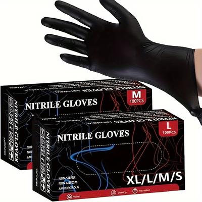 100PCS Black Nitrile Gloves Thickened Durable Household Cleaning Gloves Dishwashing Glove for Garden Hair Dyeing Tattoos