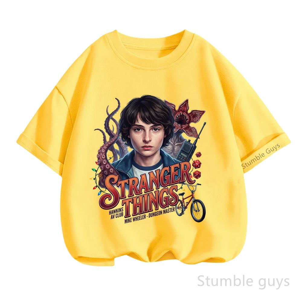 Summer Kids Daily Wear T-shirt Stranger Things Boys Clothes Girls Short Sleeve Anime Tshirt Tops Stranger Thıngs Tops