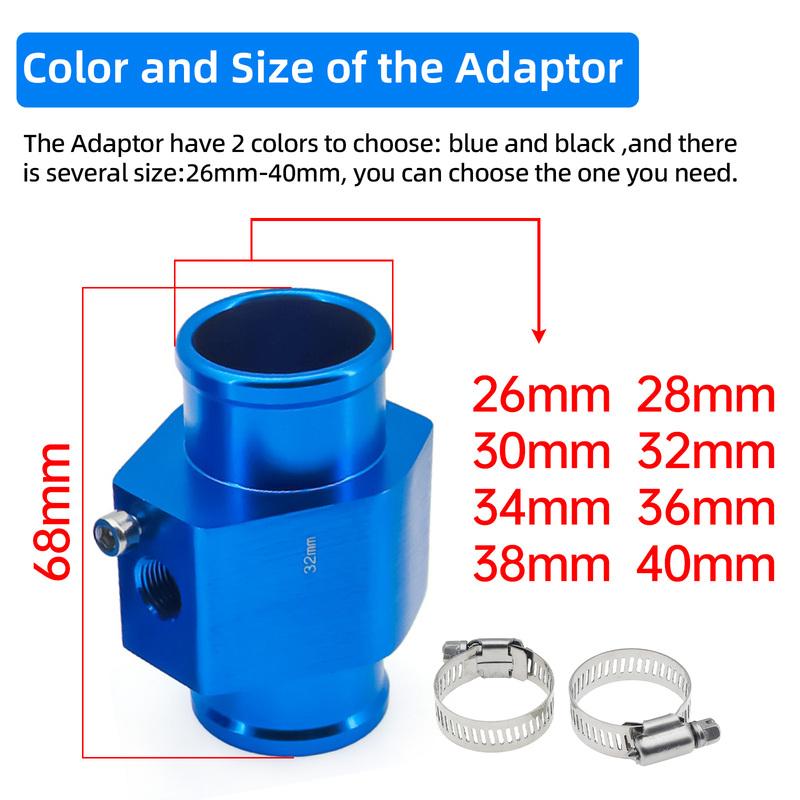 52MM Water Temperature Gauge 40-140 Celsius Car Water Temp Joint Pipe Sensor Adapter 1/8NPT Temperature Indicator for Car