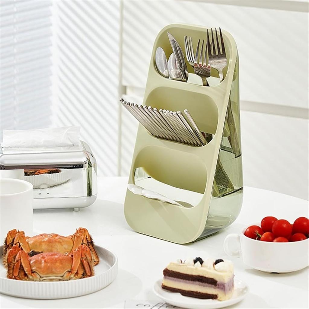 Cutlery Holder Stand 3-Format Vertical Utensil Holders, Kitchen Utensil Organizer for Countertop, Cutlery Drainer Sink Caddy Spoon Chopsticks Fork