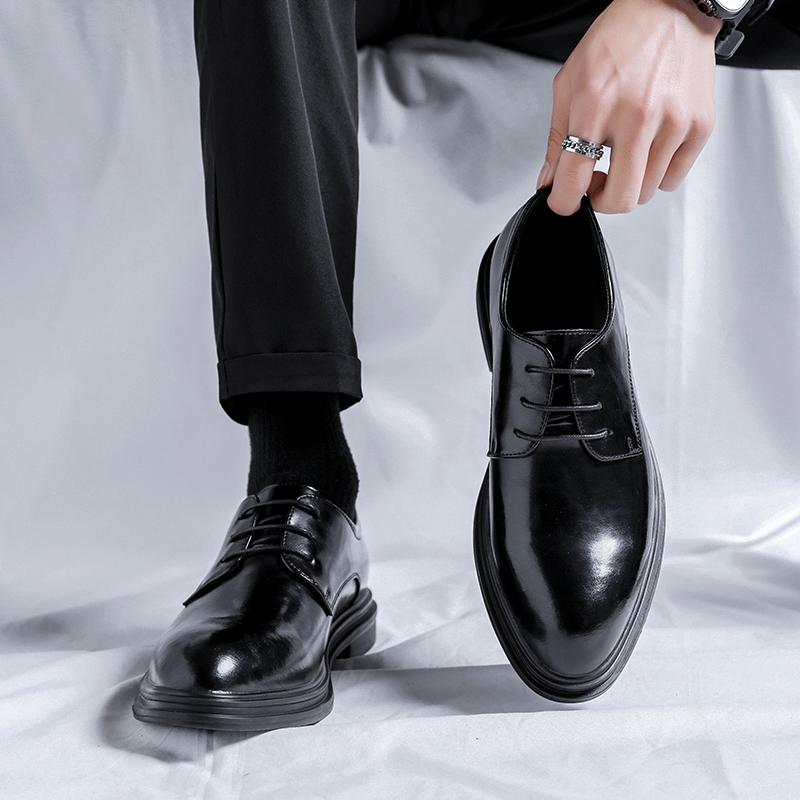 Fashion Black Classic Men's Leather Shoes Minimalist Gentleman Style Fashion Party Groom Wedding Versatile Shoes Hot Selling New
