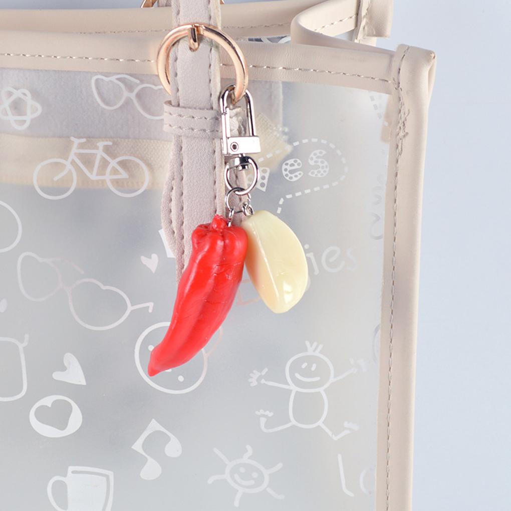Chain Ring Fashion Chilli Garlic Keychain Bag Portable Pendant Hanging Handbag Holder Wallet Decoration for Woman Man