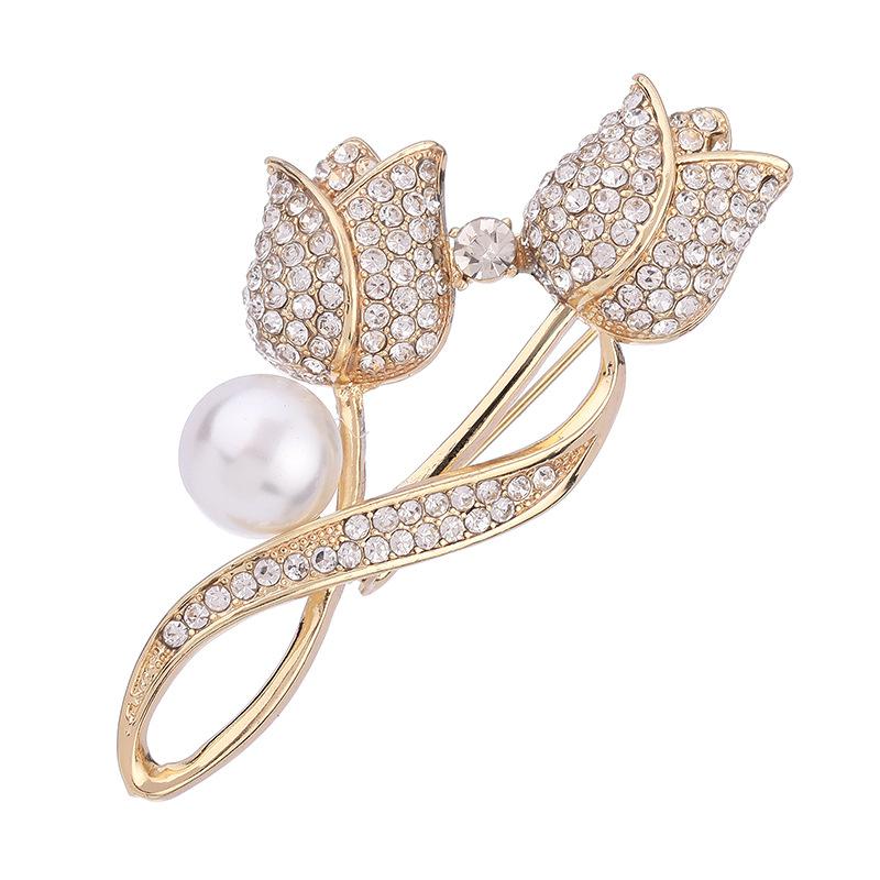 Blue Rhinestone Flower Brooch Pin For Women Vintage