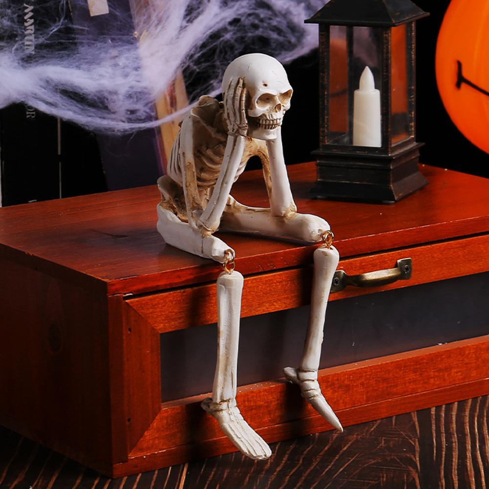 Halloween Skeleton Figurine Scary Halloween Skull Statues Spooky Skull Ornaments For Party Home Decorations