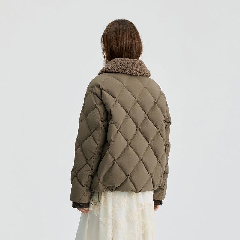 BINJORA Women's Short 95% Duck Down Parka with Detachable Fur Collar