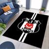 Black White Stripe Football Club Emblem Print Non-Slip Rug, Sports Fan Decor Carpet for Bedroom Living Room
