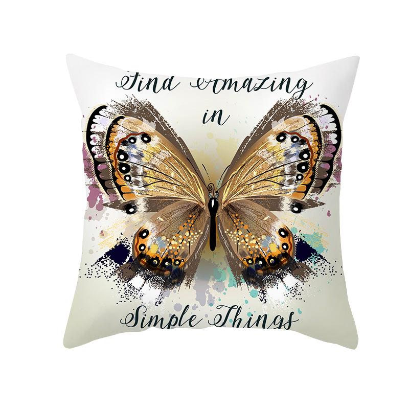 Colorful Butterfly Series Sofa Pillow Cover Nordic Peach Skin Print Office Cushion Pillow Cover Home