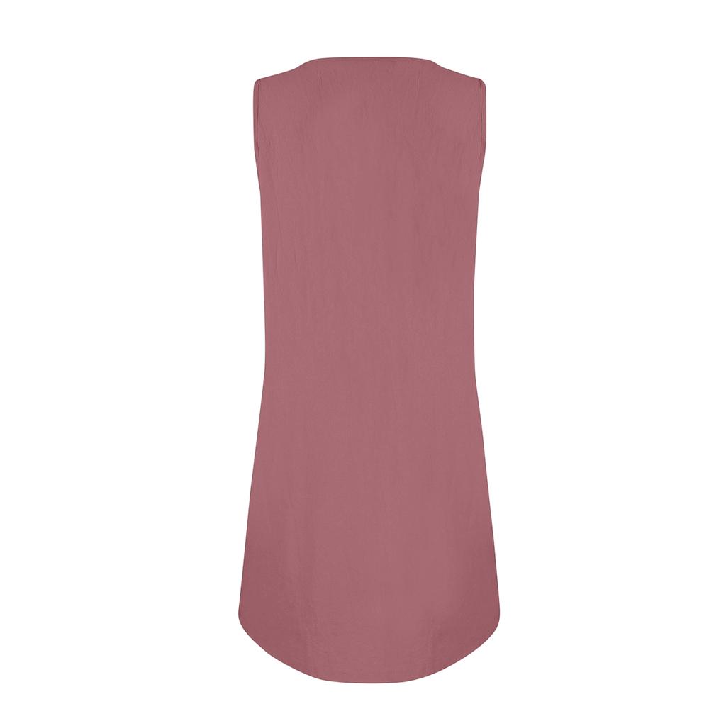 Women's Color Round Neck Fashionable Short Skirt Pocket Casual Dress