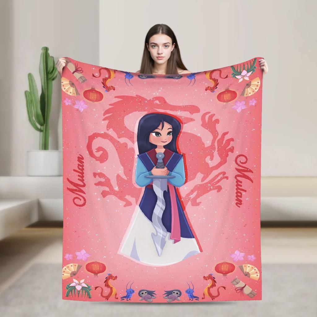 Mulan Mushu Flannel Blanket Winter Super Warm Bedding Throws for Kids Home Decor Graphic Bedspread Sofa Bed Cover