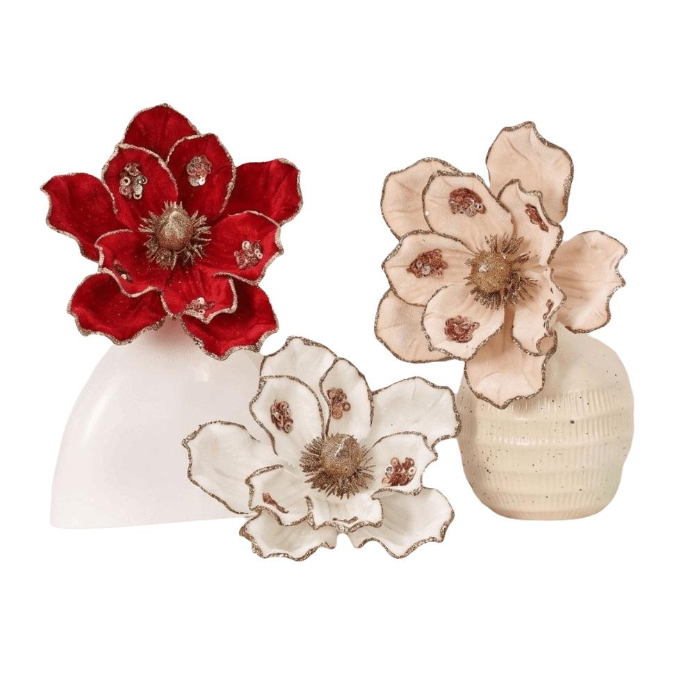 Sequins Christmas Glitter Flower 21CM Simulation Flowers New Sequins Flower Home Decoration