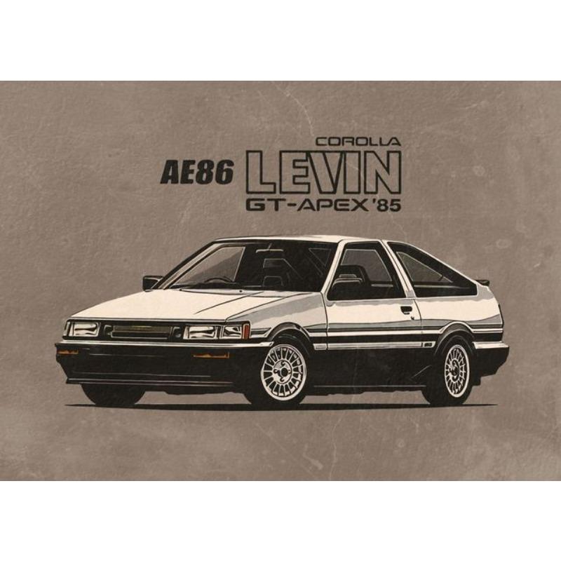 Initial D Poster Anime Initial Drift Car AE86 TAKUMI Neon Wall Art Kawaii Room Decor Quality Canvas Painting Home Decoration