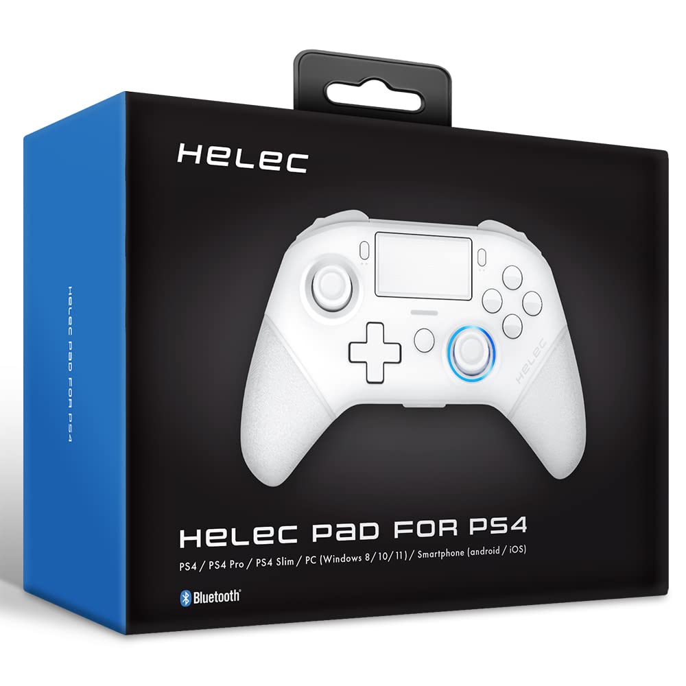 

HELEC PAD FOR PS4 Back Turbo Wireless Wired USB Headphone Asymmetrical Bluetooth Controller, Buttons, Fire, Charging, Cable, Touchpad, PC/Windows білий