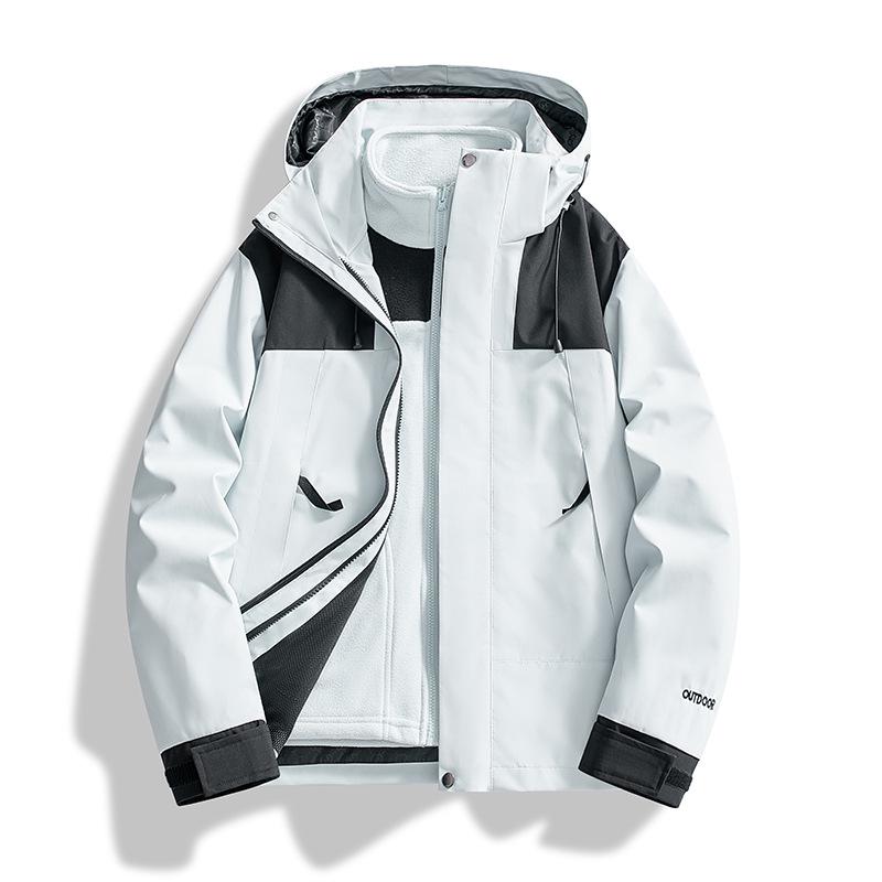 Couple's Autumn Winter Windbreaker: Thick, Velvet-Lined 3-in-1 Jacket for Live-Stream Sales