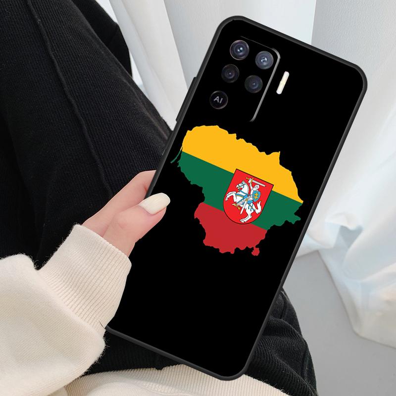 Fashion Lithuania Flag Case For Oppo A17 A57 A77 A40 A78 A54 A74 A94 A76 A16 A96 A18 A60 A80 A38 A58 A98 A15 A5 Pro