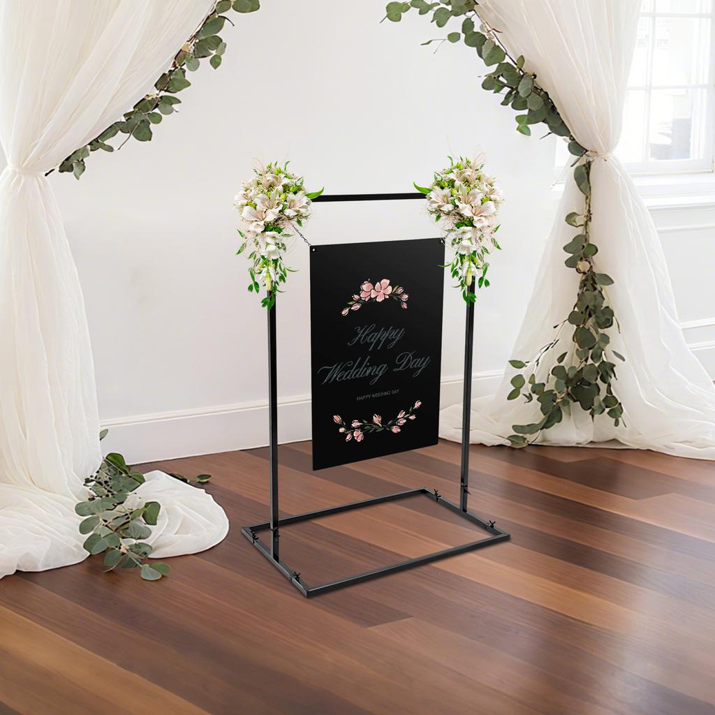Elegant Black Wedding Welcome Sign Stand 75x50x110cm - Free Standing Advertising Display Rack for Ceremony, Reception & Events