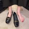 Square Toe Soft Leather Soft Sole Small Leather Shoes for Women French Style Toe Shoes Flat Shoes