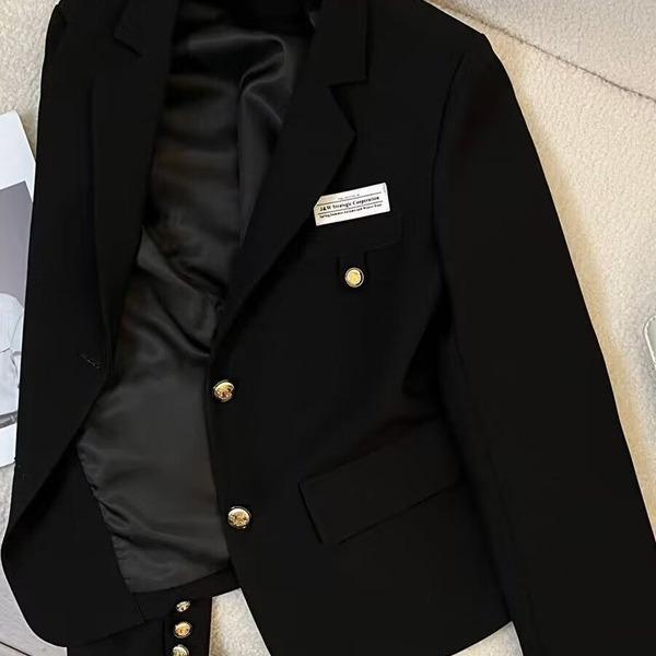 Ginger Yellow 2025 Slim Fit Korean Blazer - Versatile Spring/Autumn Street Style for Petite Sizes