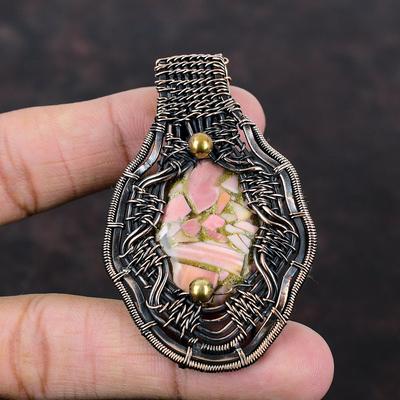 Copper Pink Opal Pendant Copper Wire Wrapped Gemstone Pendant Handmade Pendant Copper Wire Wrap Jewelry Latest Design Pendant Gift For Women
