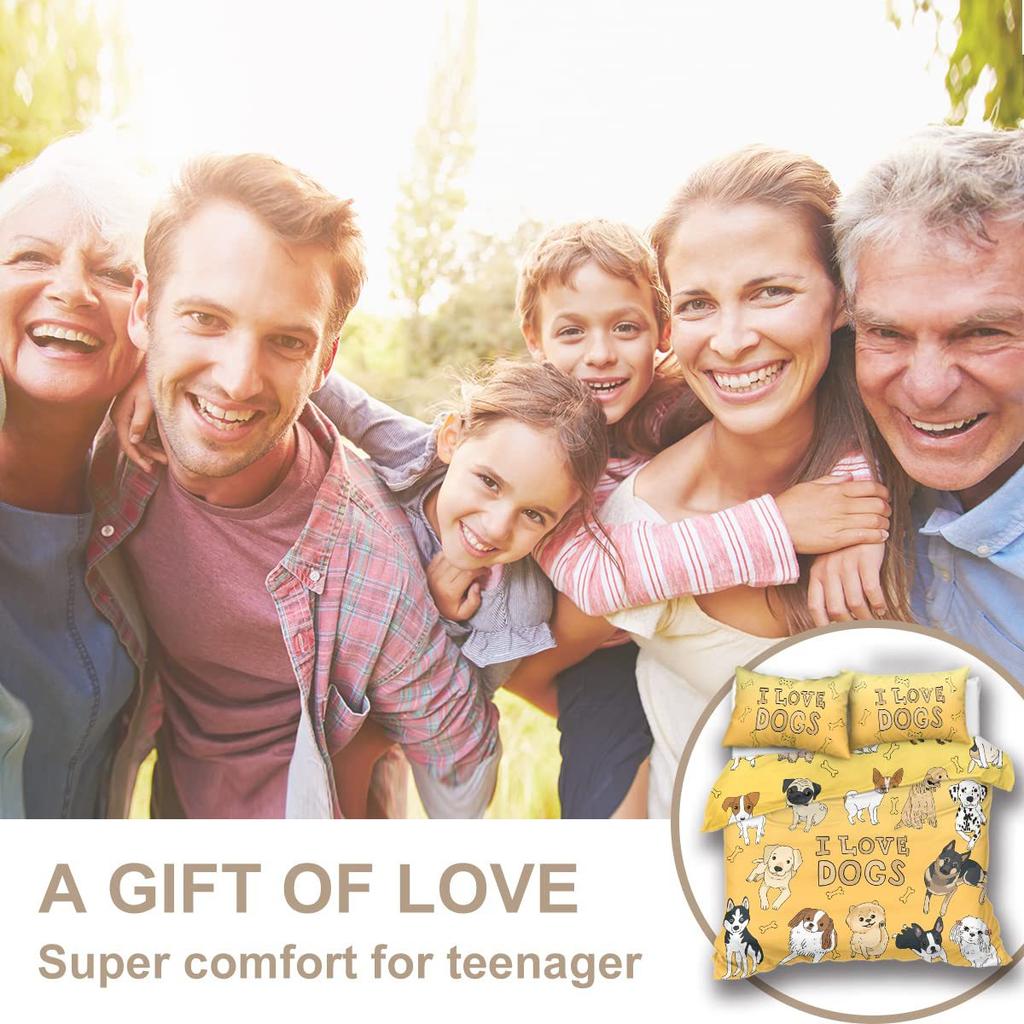 Cute Dog Print Bedding Three-Piece Quilt Cover Walmart Exclusive