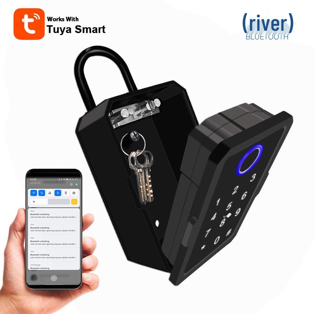 Black Graffiti Fingerprint Smart Key Box with Bluetooth & App Remote Unlocking