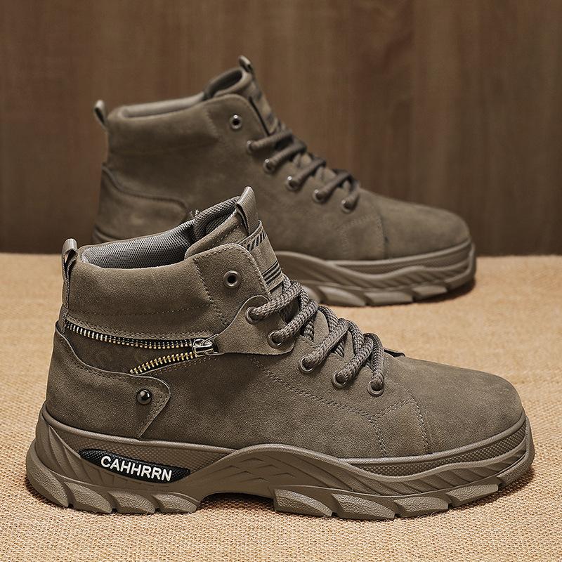 Martin botları erkek kışlık yüksek bilekli İngiliz stili retro dış mekan dağcılık su geçirmez kaymaz boy uzatan işçi sarı botlar