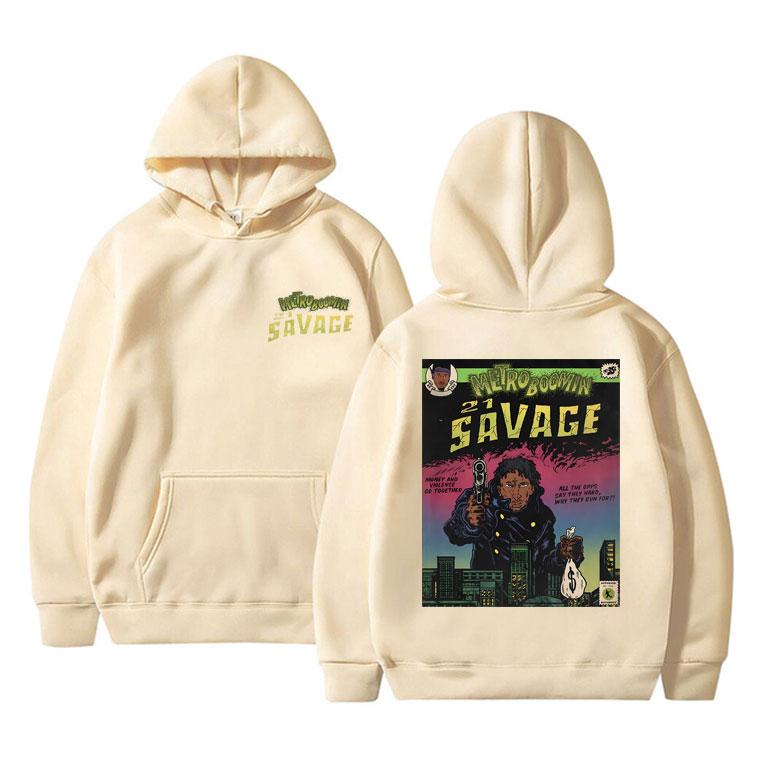 Rapper Metro Boomin 21 Savage Print Hoodie Men's Fashion Clothing Vintage Black Sweatshirt Men Hip Hop Clothes Oversized Hoodies