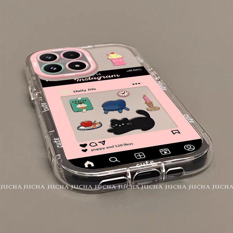 Xiaomi 17/17 Pro Full Coverage Anti-Fall Phone Case with Lanyard - Mirror Black Cat Design