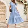 Dámské splývavé šaty Dámské letní šaty Ležérní maxi šaty s krátkým rukávem Formální maxi šaty