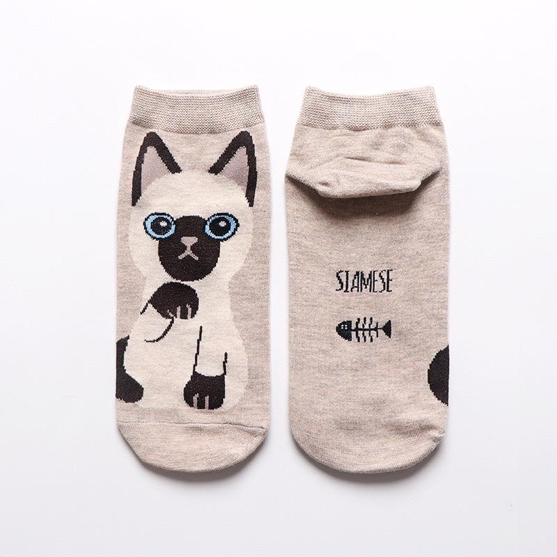 Women Cartoon Flat Boat Socks Korean Style Adorable Cat Dog Design Cotton Short Socks For Spring Autumn Comfortable Ankle Socks