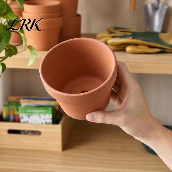 Terracotta Flowerpot Flowerpot, Clay Plant Pot with Drainage Hole, Porous Indoor Outdoor Planter for Plants Succulents Cacti Herbs Crack Resistant