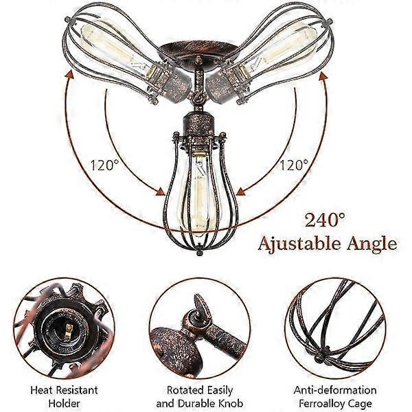 2-Pack Industrial Wall Light E27 Shade Cage Pendant Lamp Vintage Ceiling Light Indoor