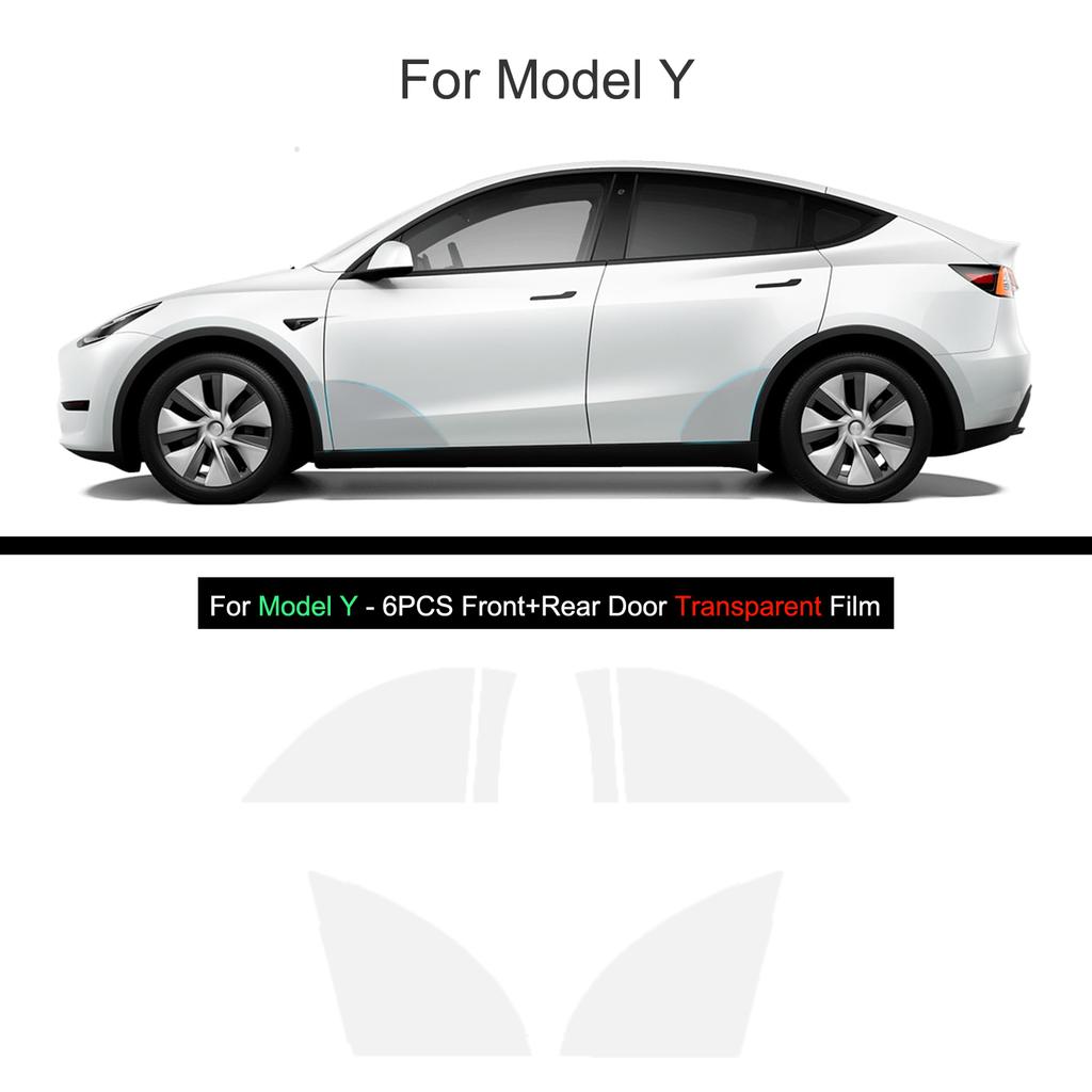 Black TPU Car Body Protective Film Invisible For Tesla Model 3/Y 2017-2025 Front Rear Door Extended Transparent Car Clothing Set