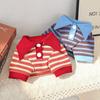 Pet Polo Shirt With Stripe Design Warm Fleece Dog Cat British Shorthair Hairless Cats Fall Winter