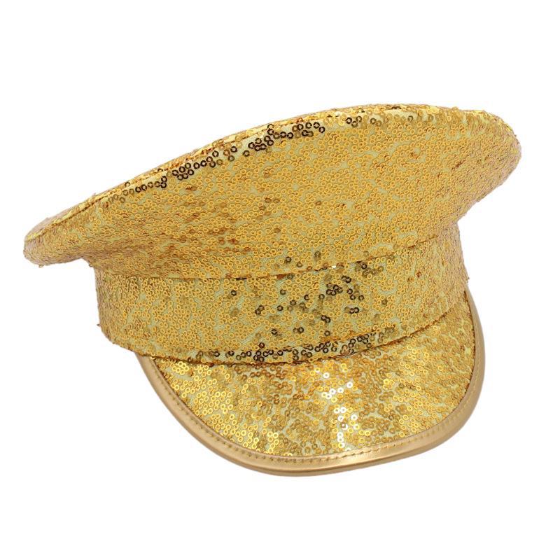 Sequins Silver Bridal Big Cap Model Cap Handmade Wedding Hat Performance Navy Hat Female