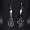Hamsa Hand Stainless Steel Dangle Earrings Women Black Enamel Earrings Jewelry joyas de acero inoxidable para mujer E2037S02
