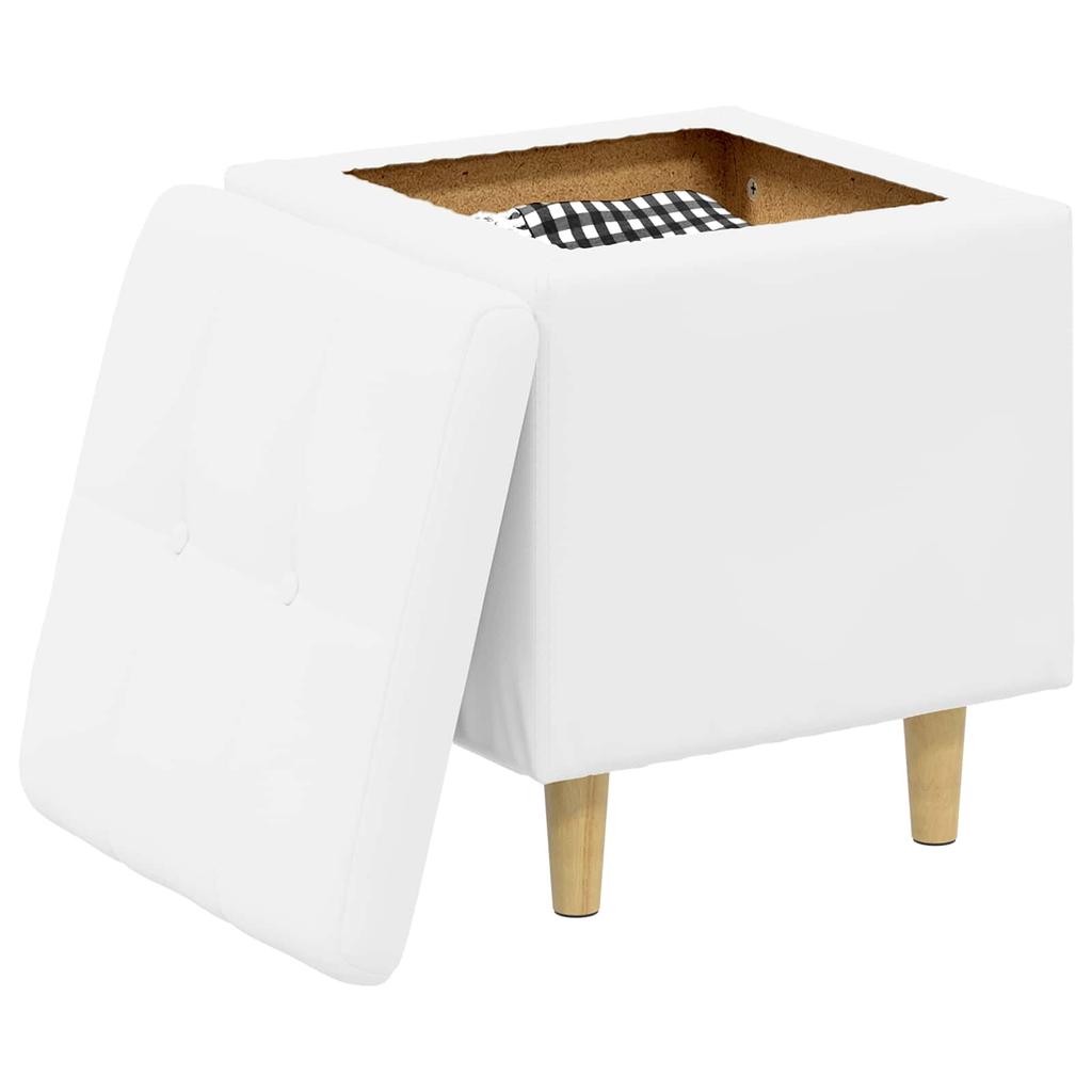 Storage Ottoman White 40 x 40 x 45 cm Faux Leather