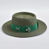 Fashionable Metal XRB Letter Straw Hats for Women Summer Elegant Holidays Boater Hat Outdoor Beach Sun Hat