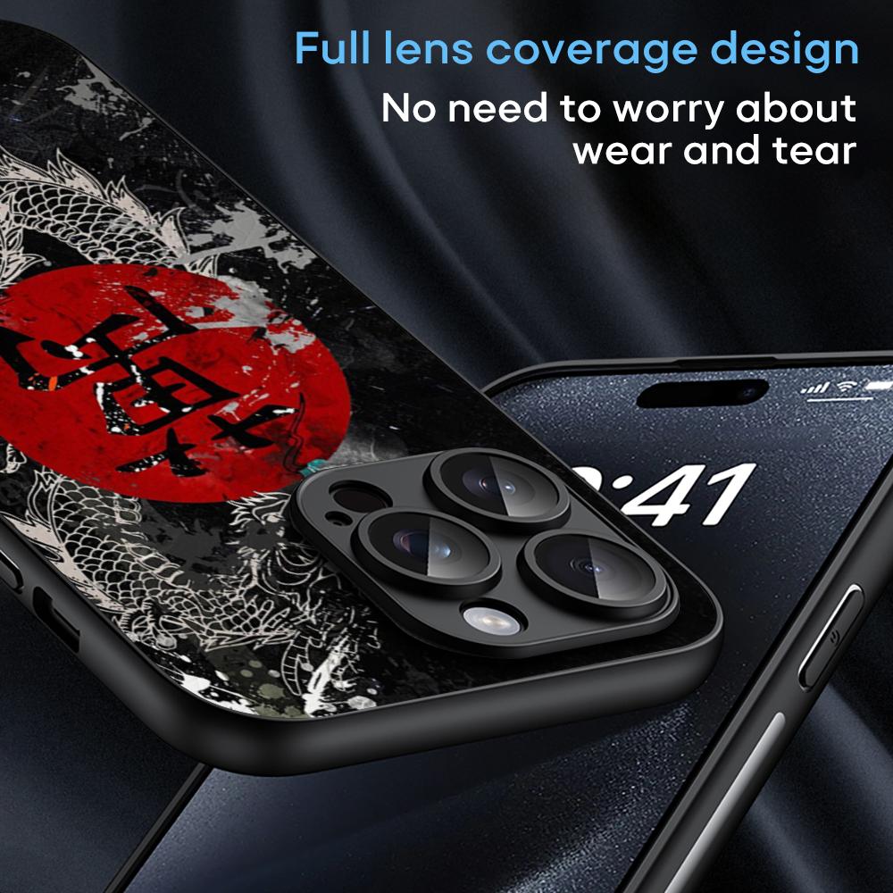 Chinese dragon fashion design Phone Case For iPhone 16 15 14 13 12 11 Plus Pro Max High-end Luxury Black hard case Sheepskin