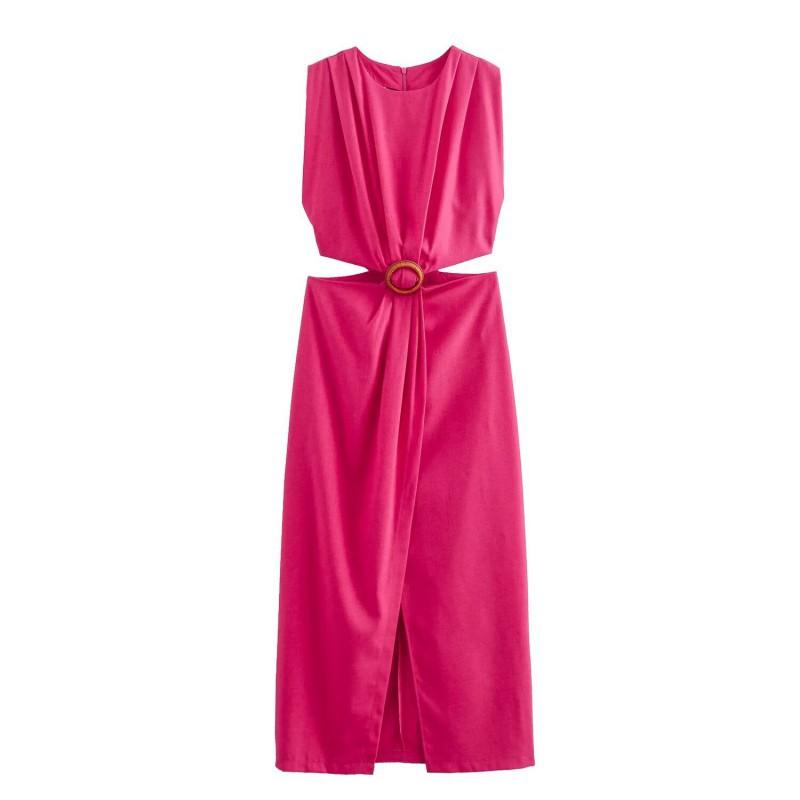 

European American Women s Clothing Summer Fashionable Hollow Design Sleeveless Dress M розы красного