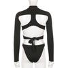 AltGoth Seksi Tulum Kadın Koyu Gotik Cyberpunk Hollow Out Patchwork Uzun Kollu Bodysuit Harajuku Emo Alt Tulum